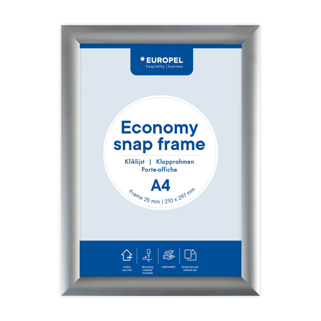 Europel - Cadre à pression Peel Economy A4 argent