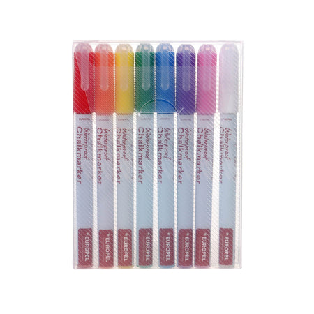Europel - Marqueur craie peel waterproof 1-3mm étui assorti 8 pièces