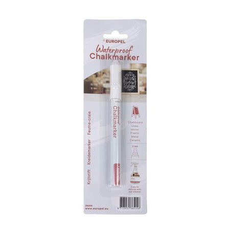 Europel - Marqueur à craie peel waterproof 1-3mm blanc blister 1 pièce