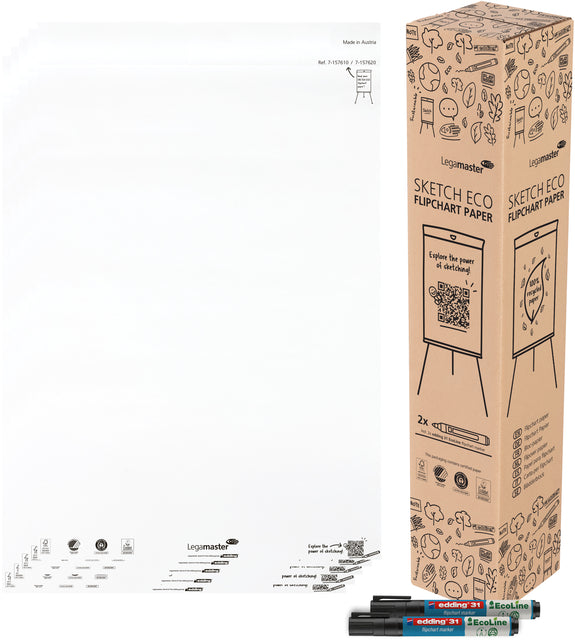 Legamaster - Papier paperboard SKETCH ECO vierge 5x 20 feuilles