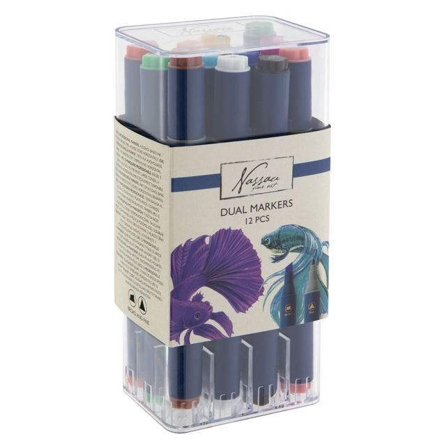 Art Sensations - marqueurs creux Nassau Arts duopoint ensemble de 12 couleurs | 6 pièces