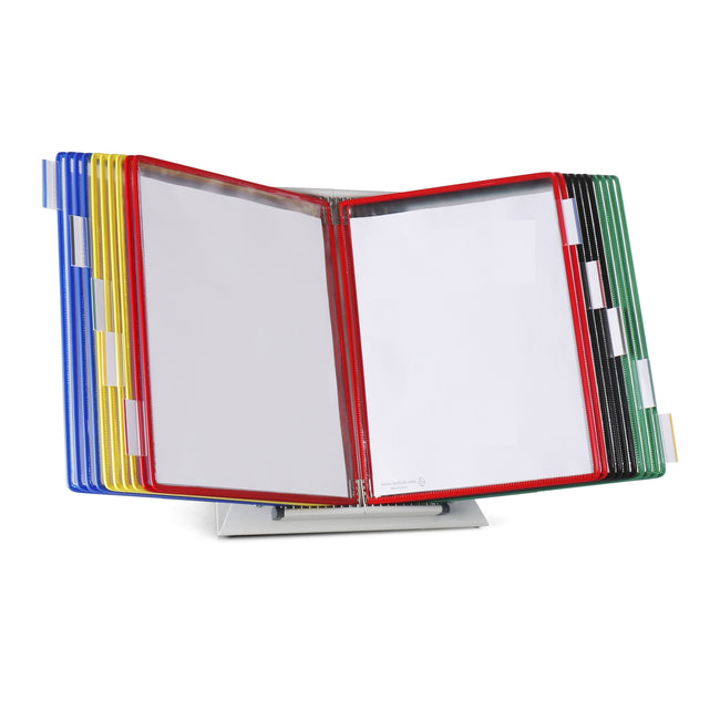 Tarifold - Bureau à système de panneaux de visualisation en métal A4 avec 20 pochettes assorties