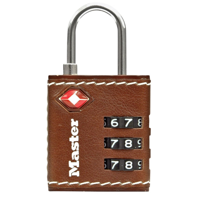 Master Lock - Cadenas masterlock 3 chiffres tsa 30 mm cuir marron