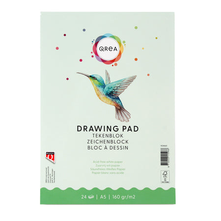 Qrea - Bloc à dessin A5 24 feuilles 160gr collées | 60 pièces