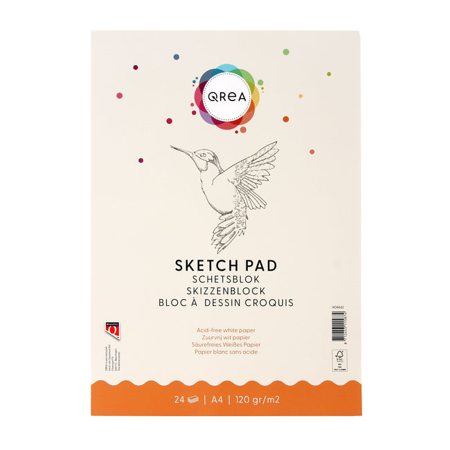 Qrea - Skizzenblock A4 24 Blatt 120gr geklebt | 5 Stück