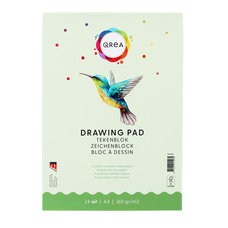 Qrea - Bloc à dessin a4 24 feuilles 160gr collées | 5 pièces