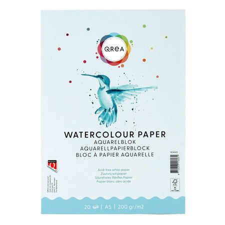 Qrea - Bloc aquarelle A5 20 feuilles 200gr collées | 60 pièces
