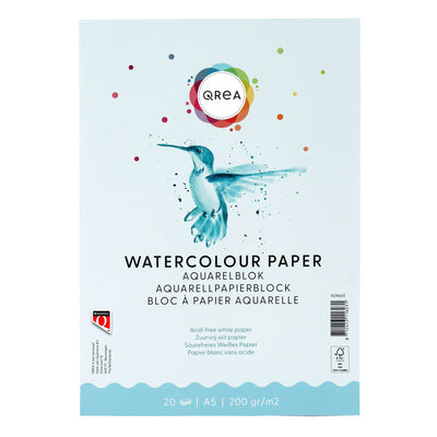Qrea - Bloc aquarelle A5 20 feuilles 200gr collées | 5 pièces