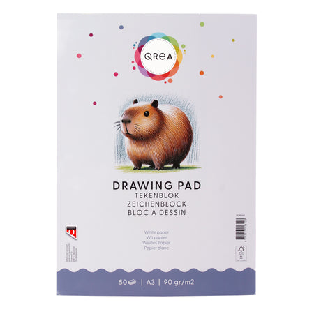Qrea - Bloc à dessin A3 50 feuilles 90gr collées | 5 pièces