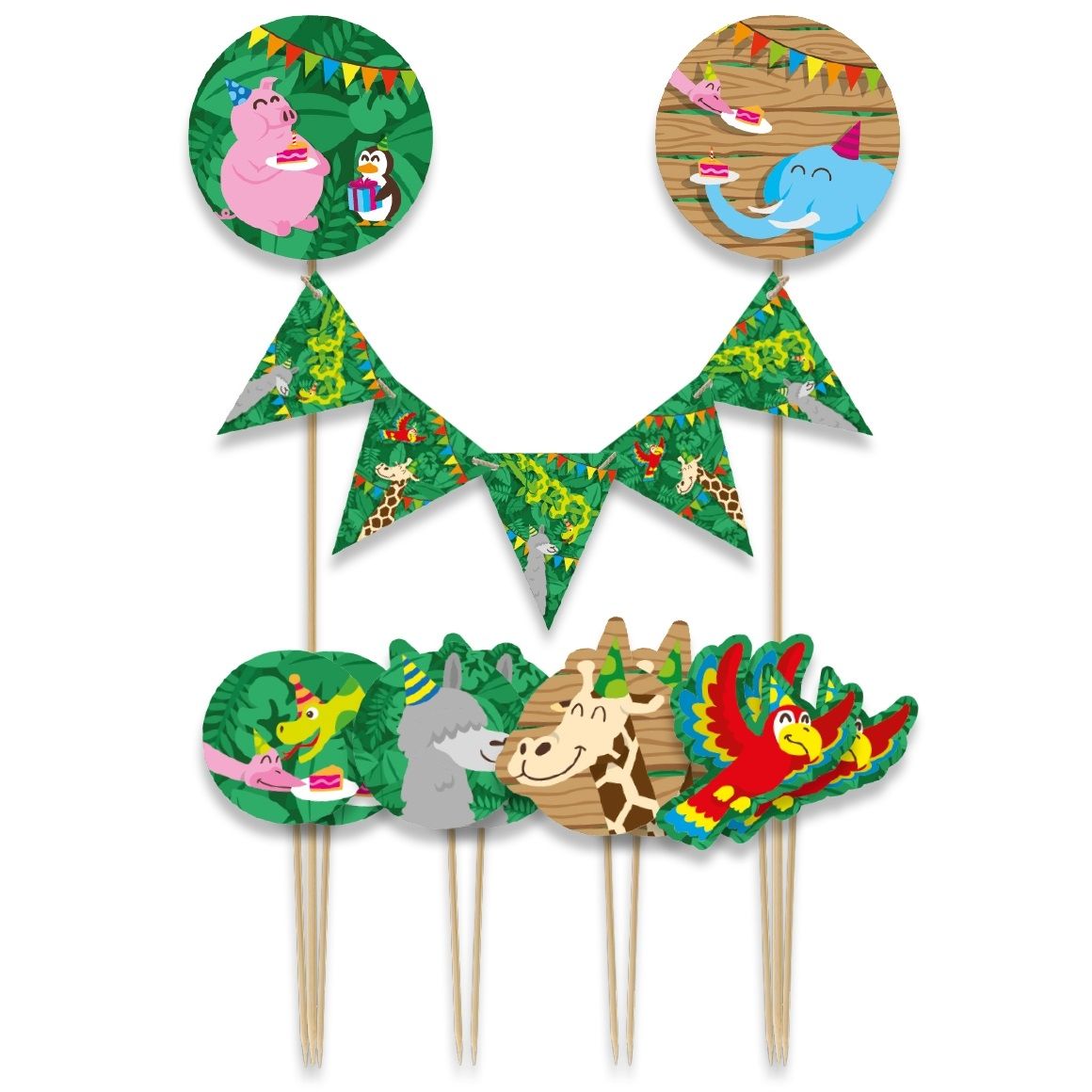 Bruna office -  Cake decoratie Jungle 9 stuks