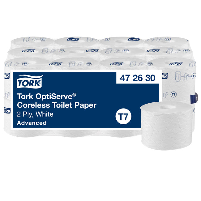 Tork - Papier toilette T7 Advanced Optiserve Coreless 2 couches 94m blanc 472630
