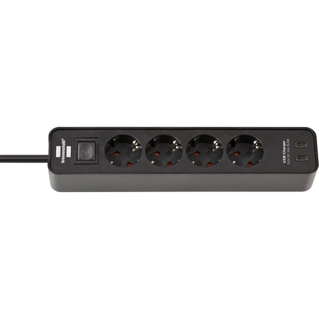 Brennerstuhl - Multiprise Ecolor 4 prises dont 2 USB C 1,5 mètres noir