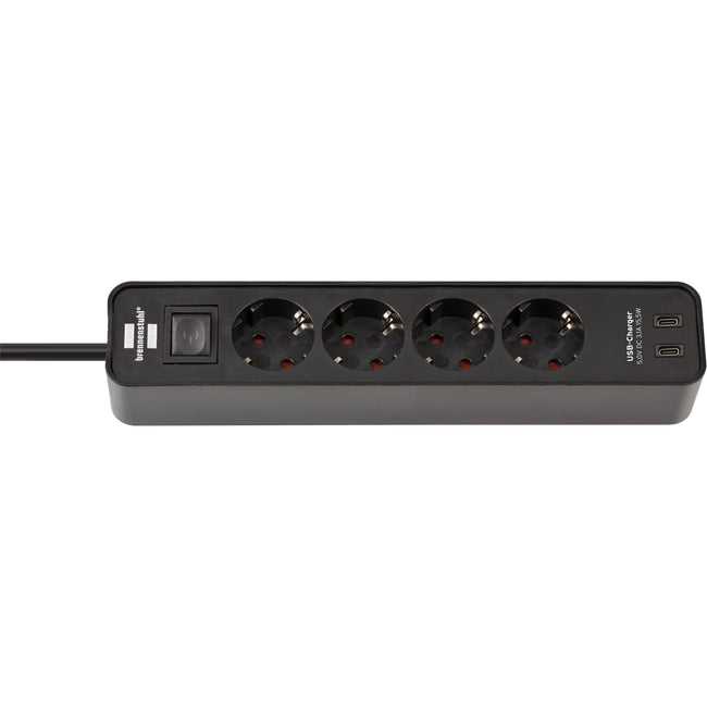 Brennerstuhl - Multiprise Ecolor 4 prises dont 2 USB C 1,5 mètres noir