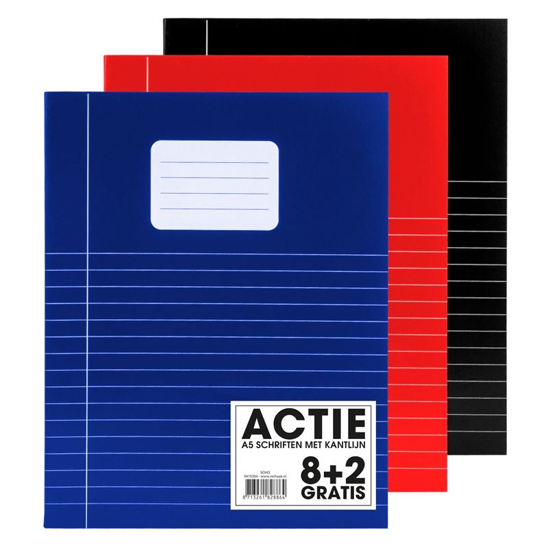 SOHO - Cahier Basic A5 ligne 80 pages 70gr assortis 8+2 offerts