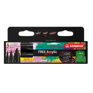 Stabilo - Marqueur acrylique sans pointe mixte acrylique noir | 5 pièces