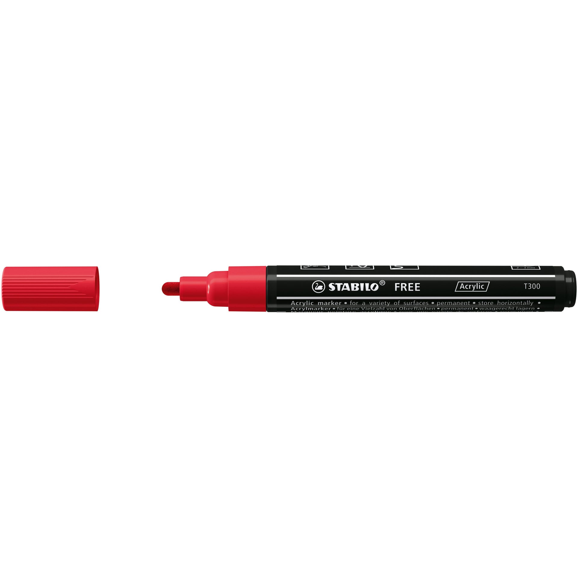 Stabilo - Marqueur acrylique Free Acrylique T300 rouge carmin | 5 pièces
