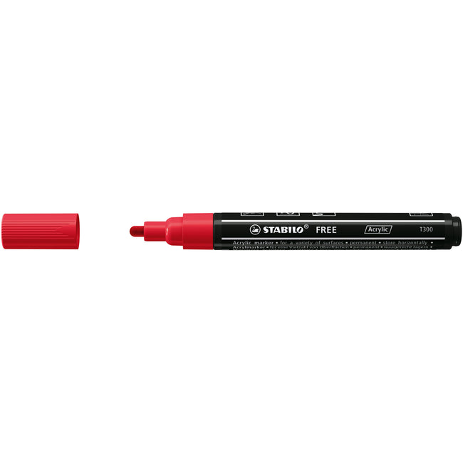 Stabilo - Marqueur acrylique Free Acrylique T300 rouge carmin | 5 pièces