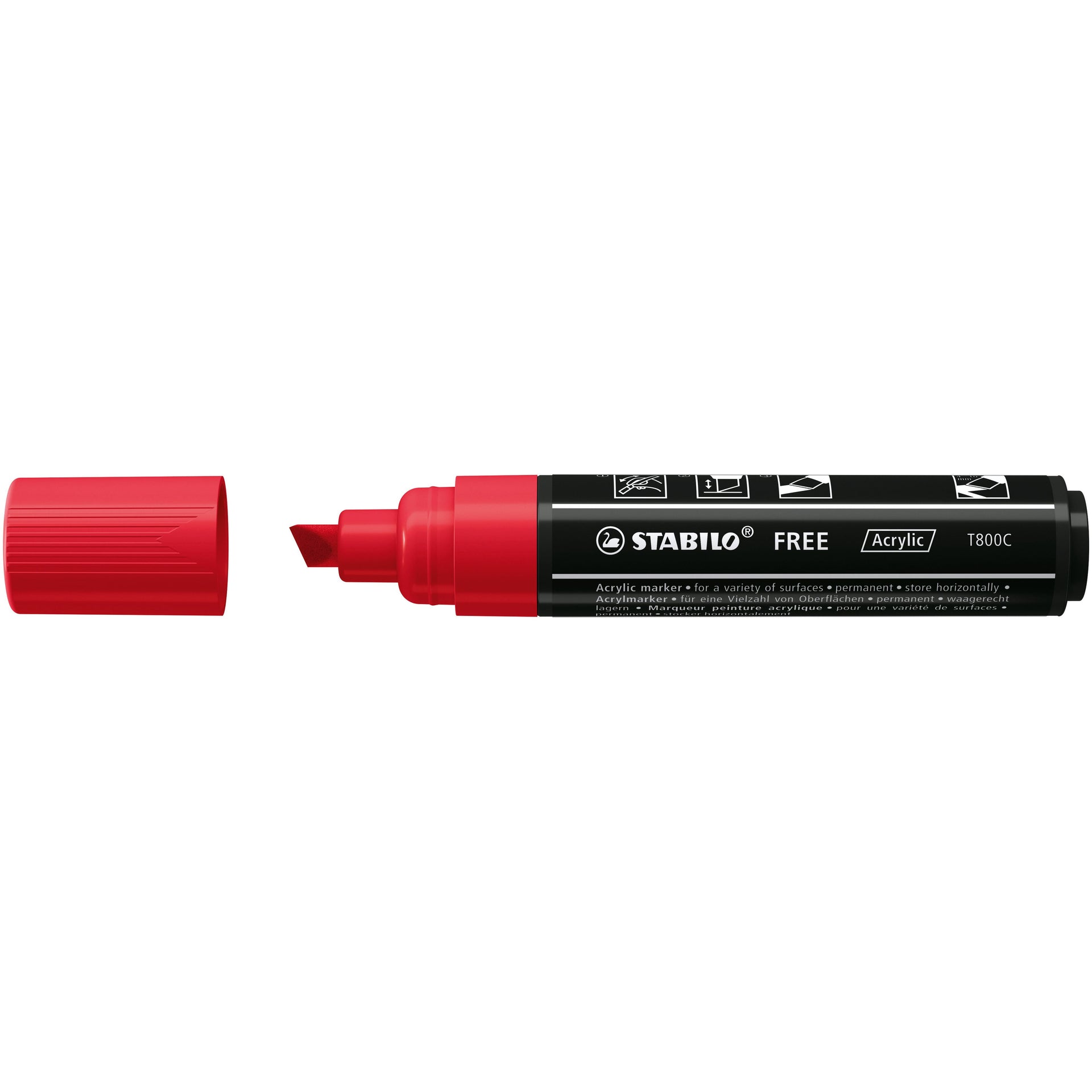Stabilo - Marqueur acrylique Free Acrylique T800C rouge carmin | 5 pièces