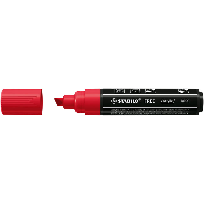 Stabilo - Marqueur acrylique Free Acrylique T800C rouge carmin | 5 pièces
