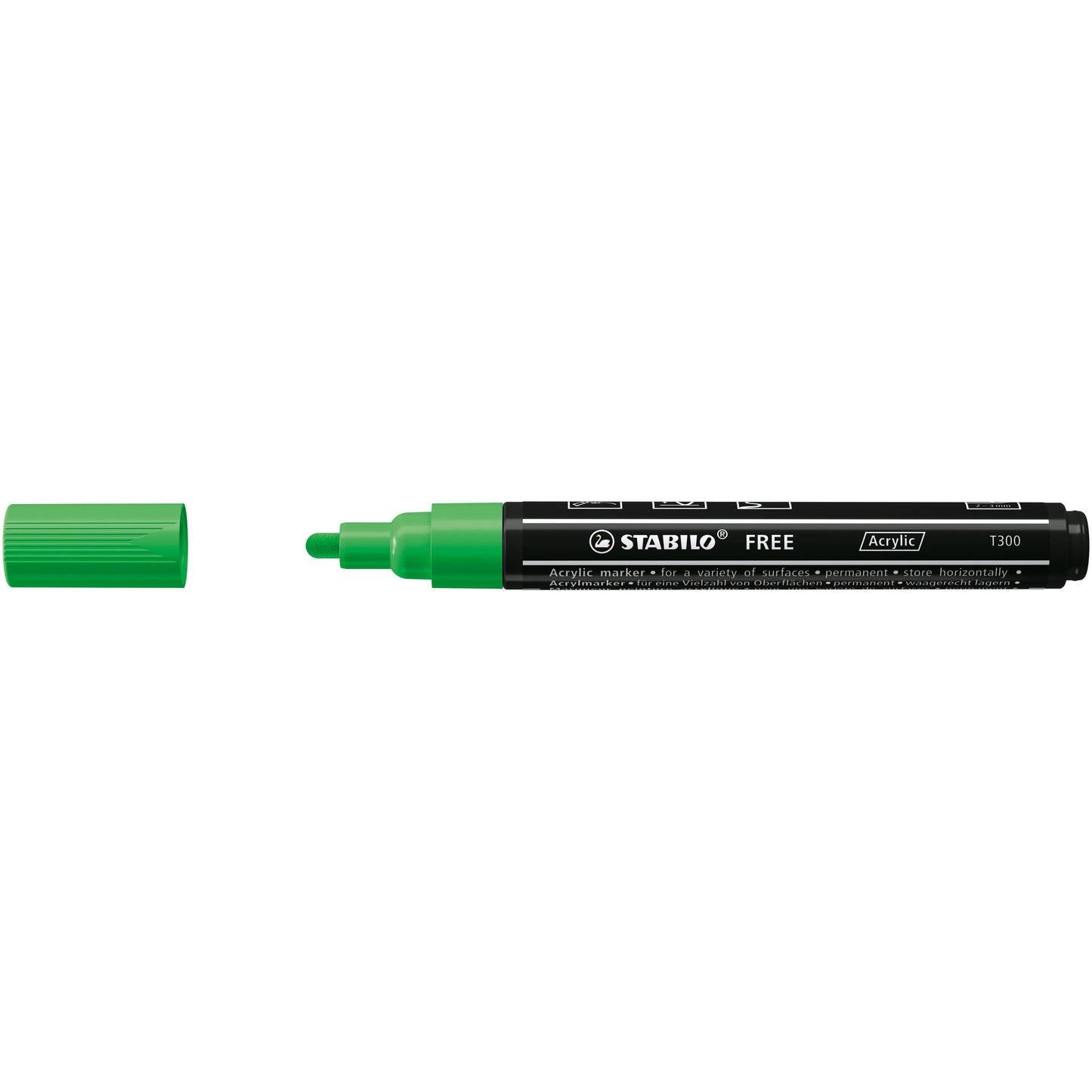 Stabilo - Marqueur acrylique Free Acrylique T300 vert feuille | 5 pièces