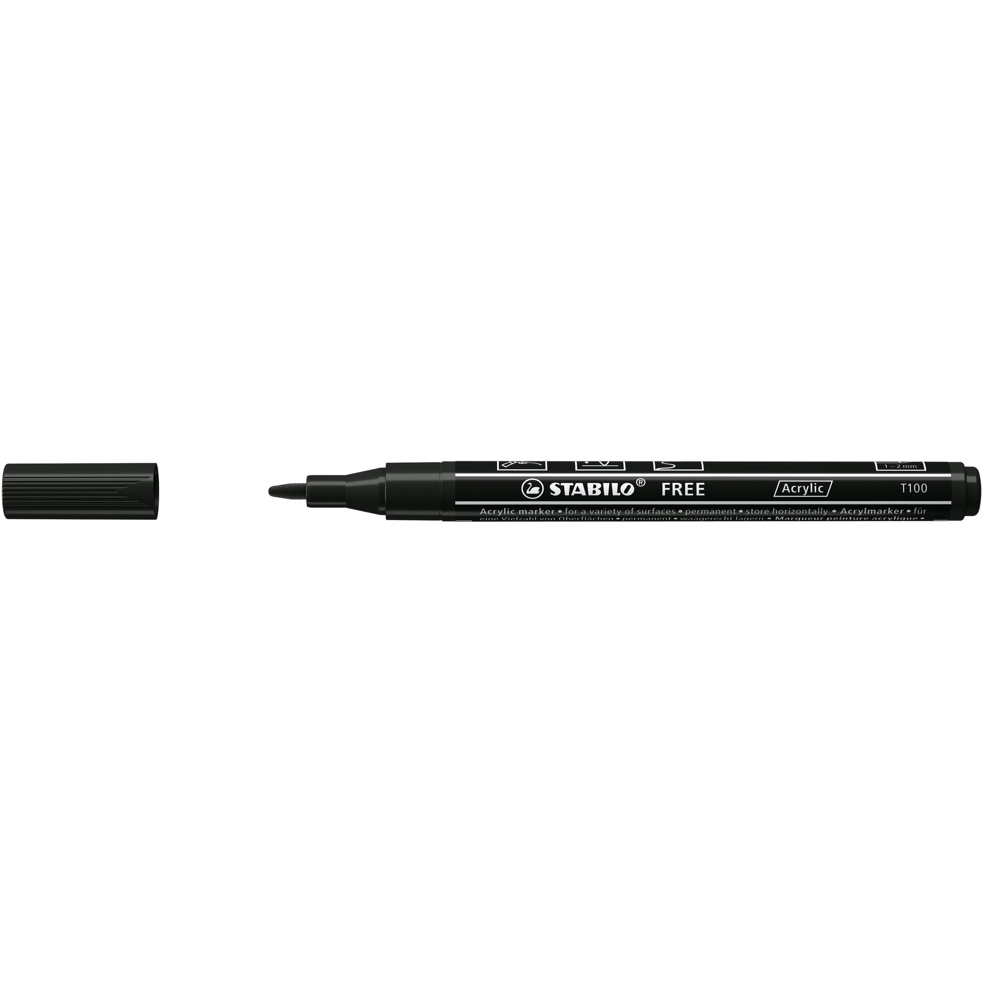 Stabilo - Marqueur acrylique Free Acrylique T100 noir | 5 pièces