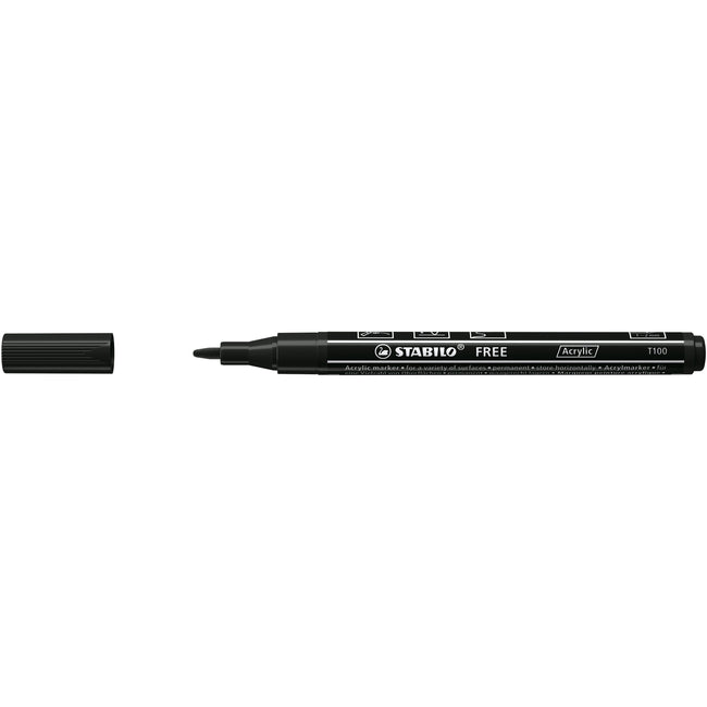 Stabilo - Marqueur acrylique Free Acrylique T100 noir | 5 pièces
