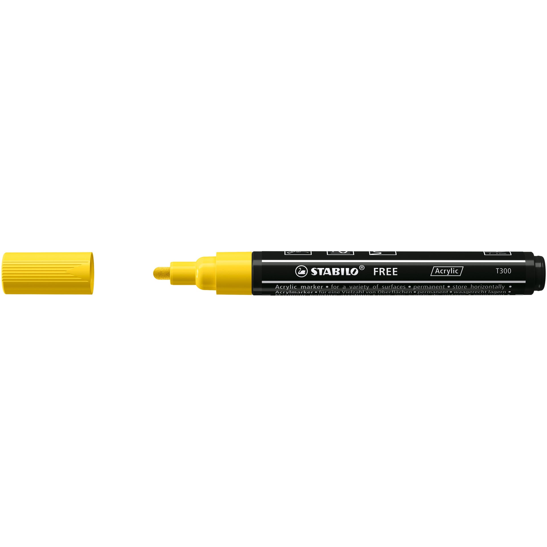 Stabilo - Marqueur acrylique Free Acrylique T300 jaune | 5 pièces