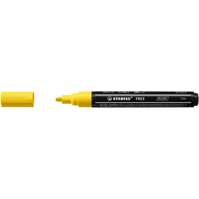 Stabilo - Marqueur acrylique Free Acrylique T300 jaune | 5 pièces