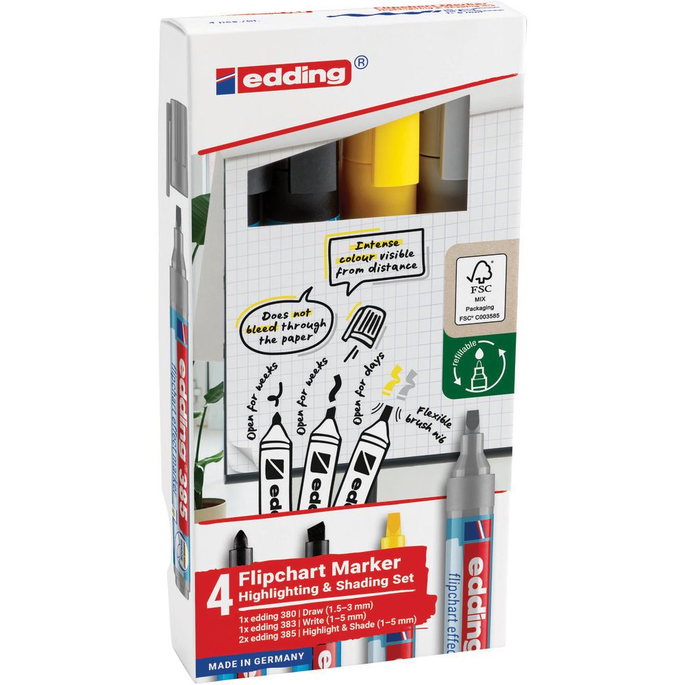 Edding - Feutre 385 paperboard et 380 383 4pcs cul