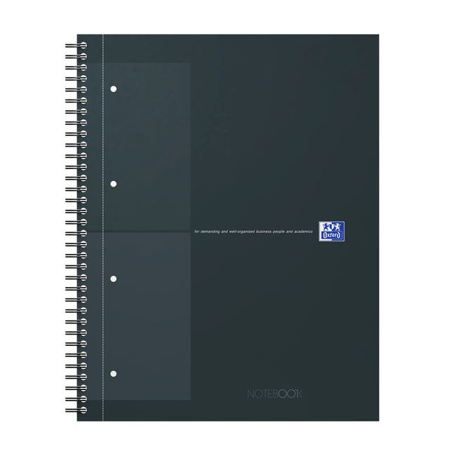 Oxford -  Spiraalblok International Notebook A4+ ruit 5X5mm zwart | 5 stuks