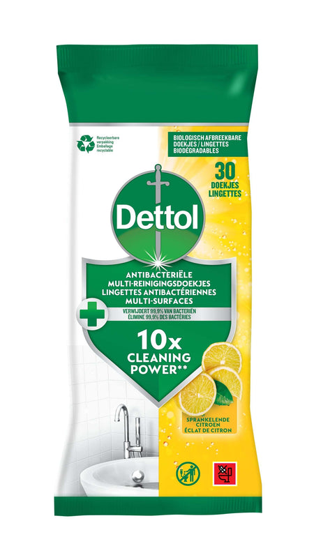DETTOL - Lingettes nettoyantes antibactériennes agrumes 30