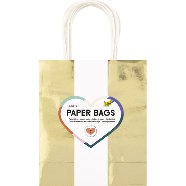 Folia Paper -  Cadeautas folia goud kraft 18x21x8cm 7 stuks