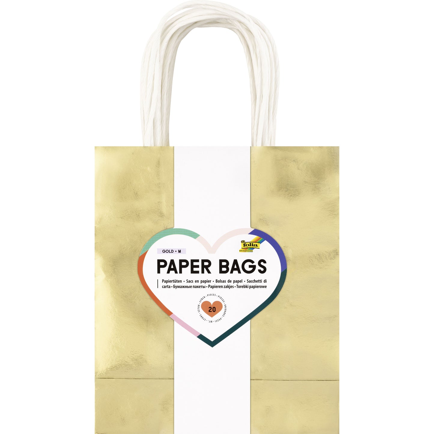 Folia Paper -  Cadeautas folia goud kraft 24x31x12cm 20 stuks