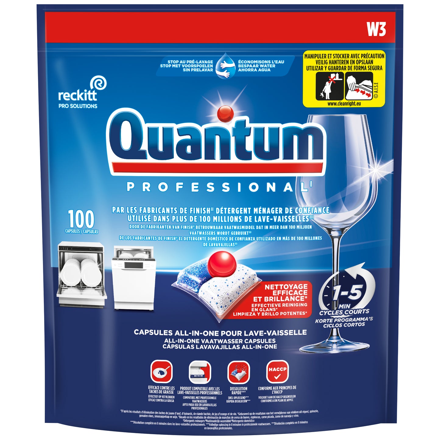 Quantum Professional - Tablettes pour lave-vaisselle Quantum Pro Tout-en-un 100 gélules