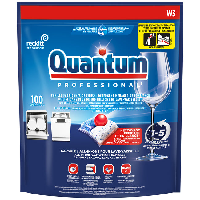 Quantum Professional - Tablettes pour lave-vaisselle Quantum Pro Tout-en-un 100 gélules