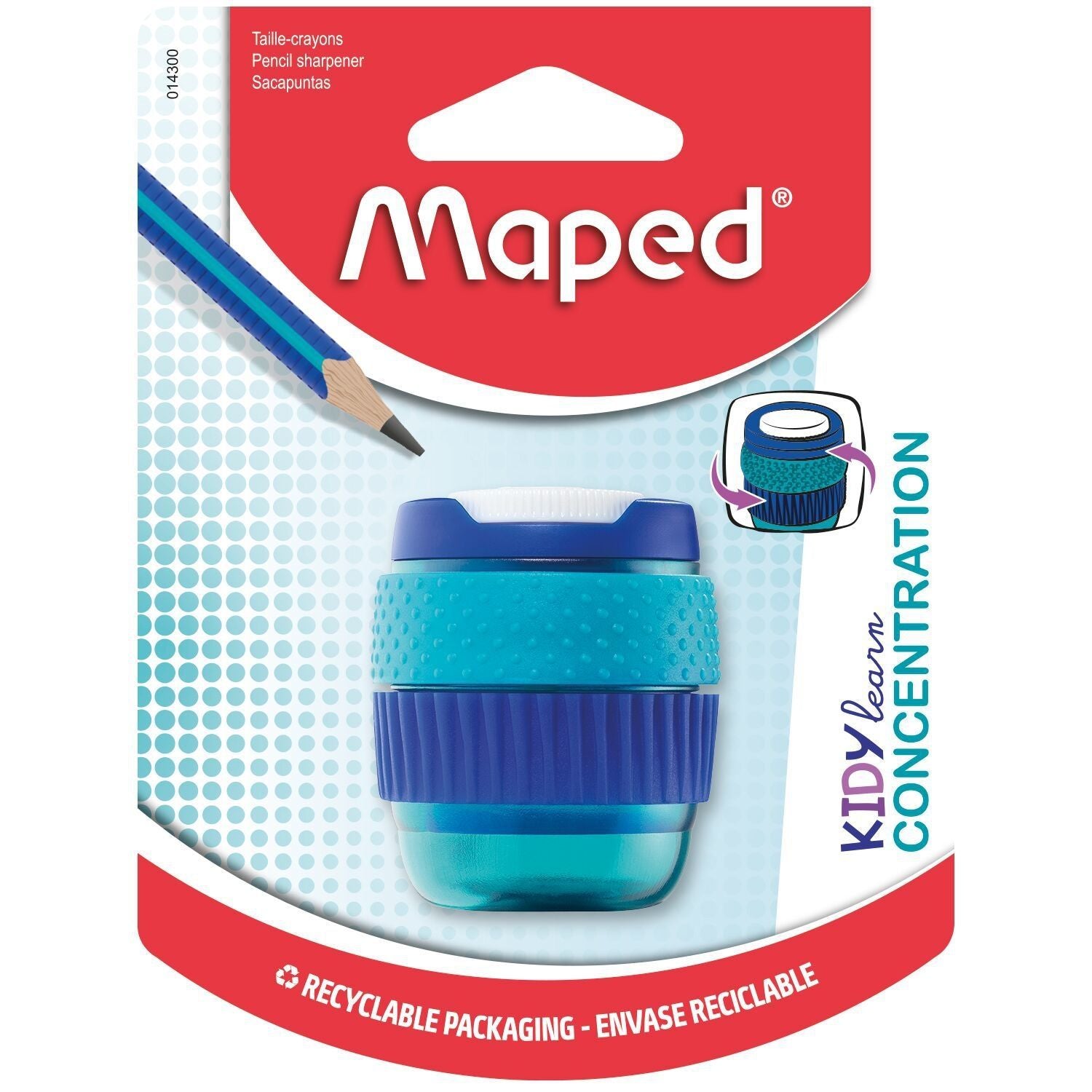 Maped - Taille-crayon Kidy learn concentration bleu