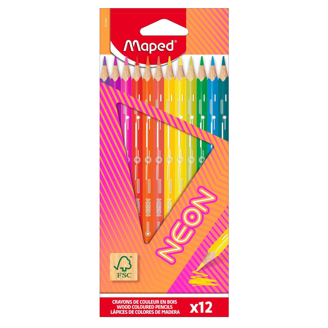 Maped - Crayon de couleur néon 12 couleurs