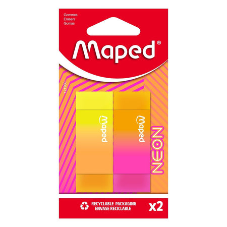 Maped -  Gum  neon set 2 stuks assorti