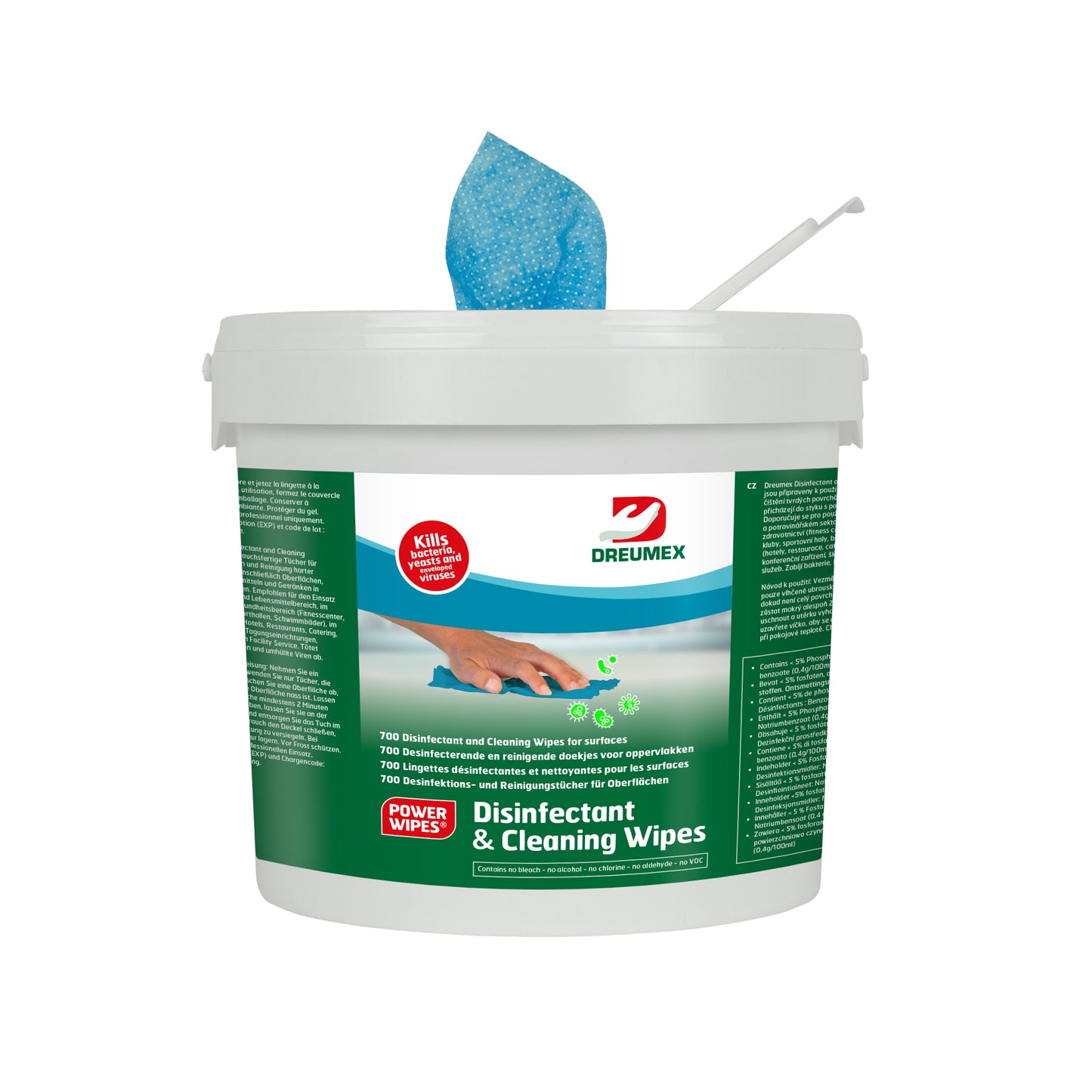 Dreumex - Seau de lingettes désinfectantes 700 pièces bleu