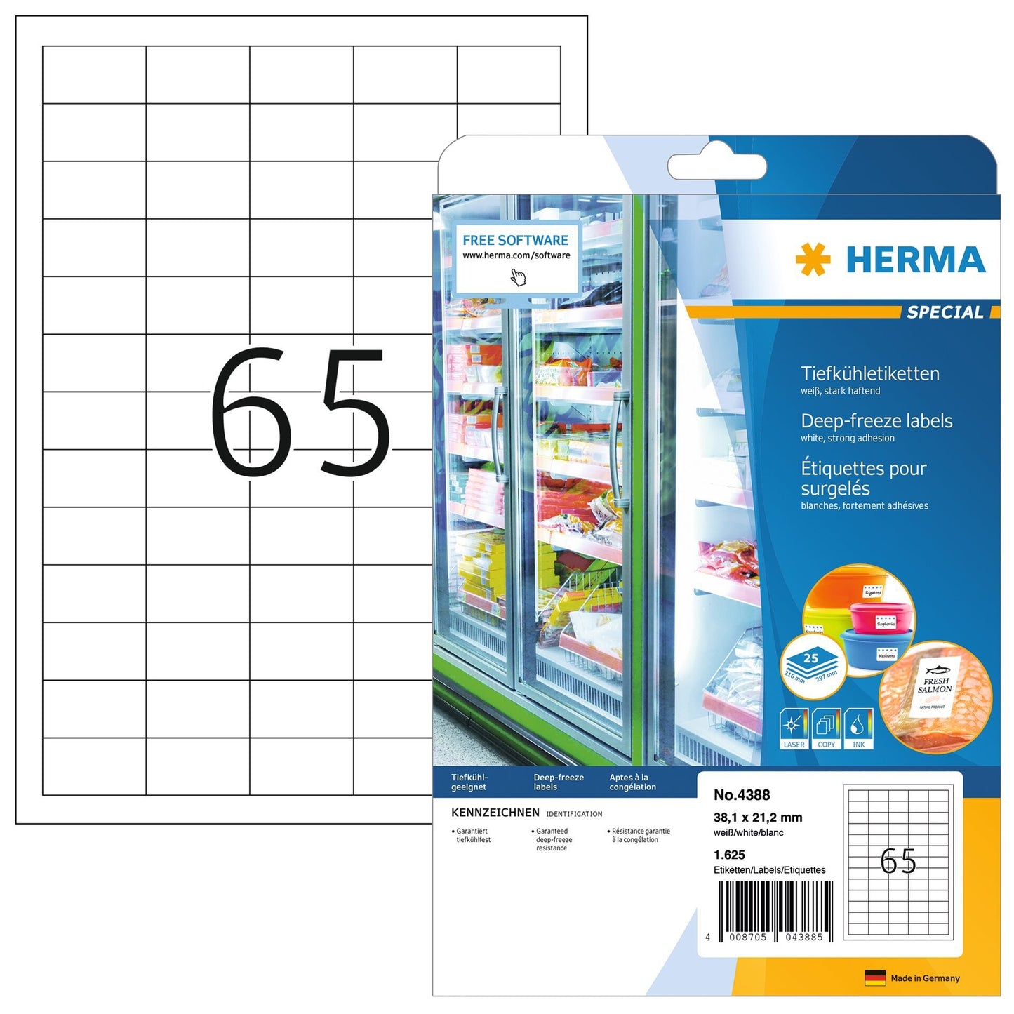 HERMA - Etikett 4388 38,1x21,2mm frostweiß 1625St