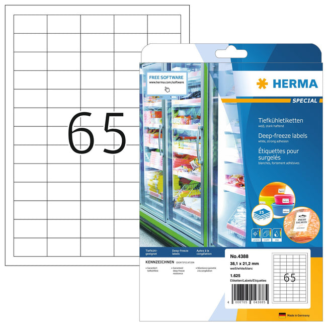HERMA - Etikett 4388 38,1x21,2mm frostweiß 1625St