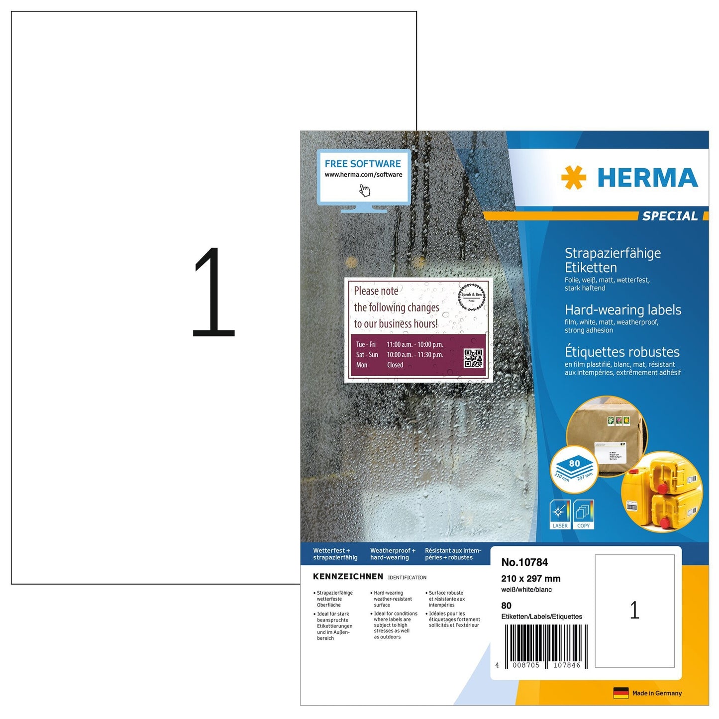 HERMA - Etiquette 10784 210x297mm résistant aux intempéries poids 80pcs