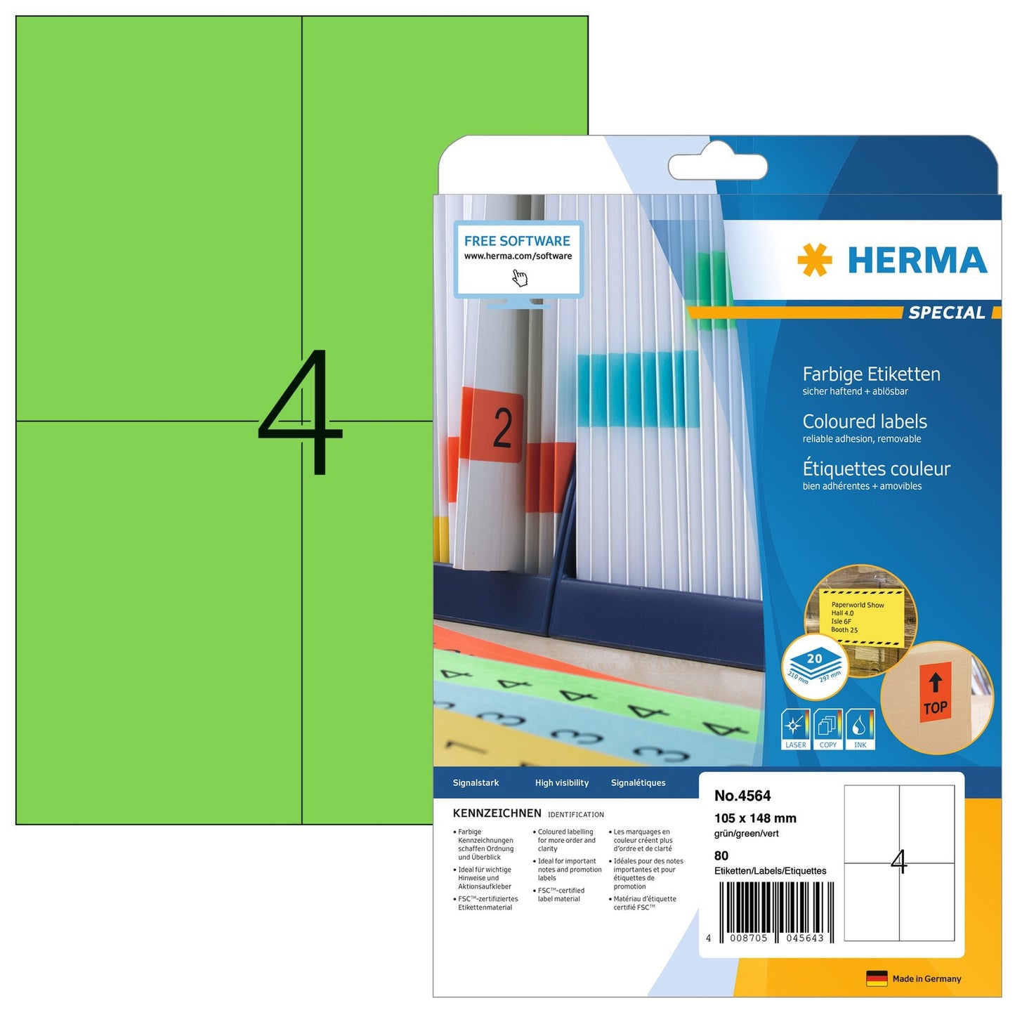 HERMA -  Etiket 4564 105x148mm groen 80 etiketten
