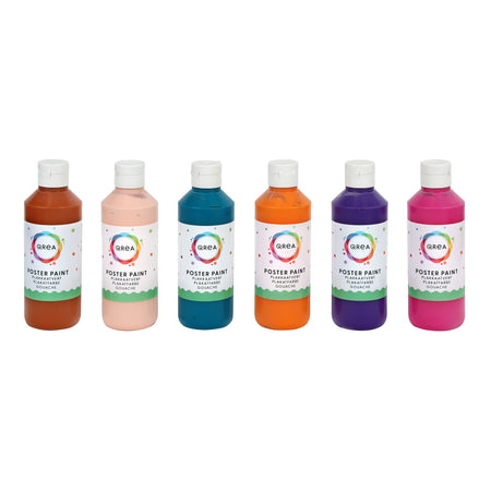 Qrea - Peinture pour affiches set de 6 couleurs amusantes 250ml