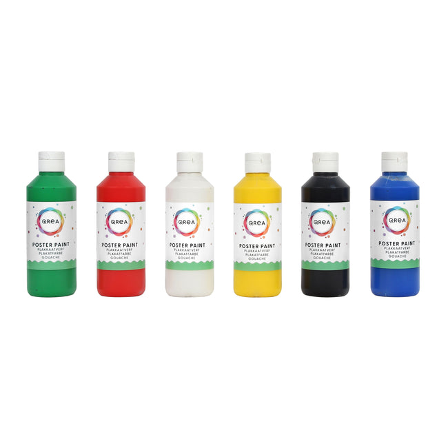 Qrea - Peinture pour affiches set de 6 couleurs standards 250ml