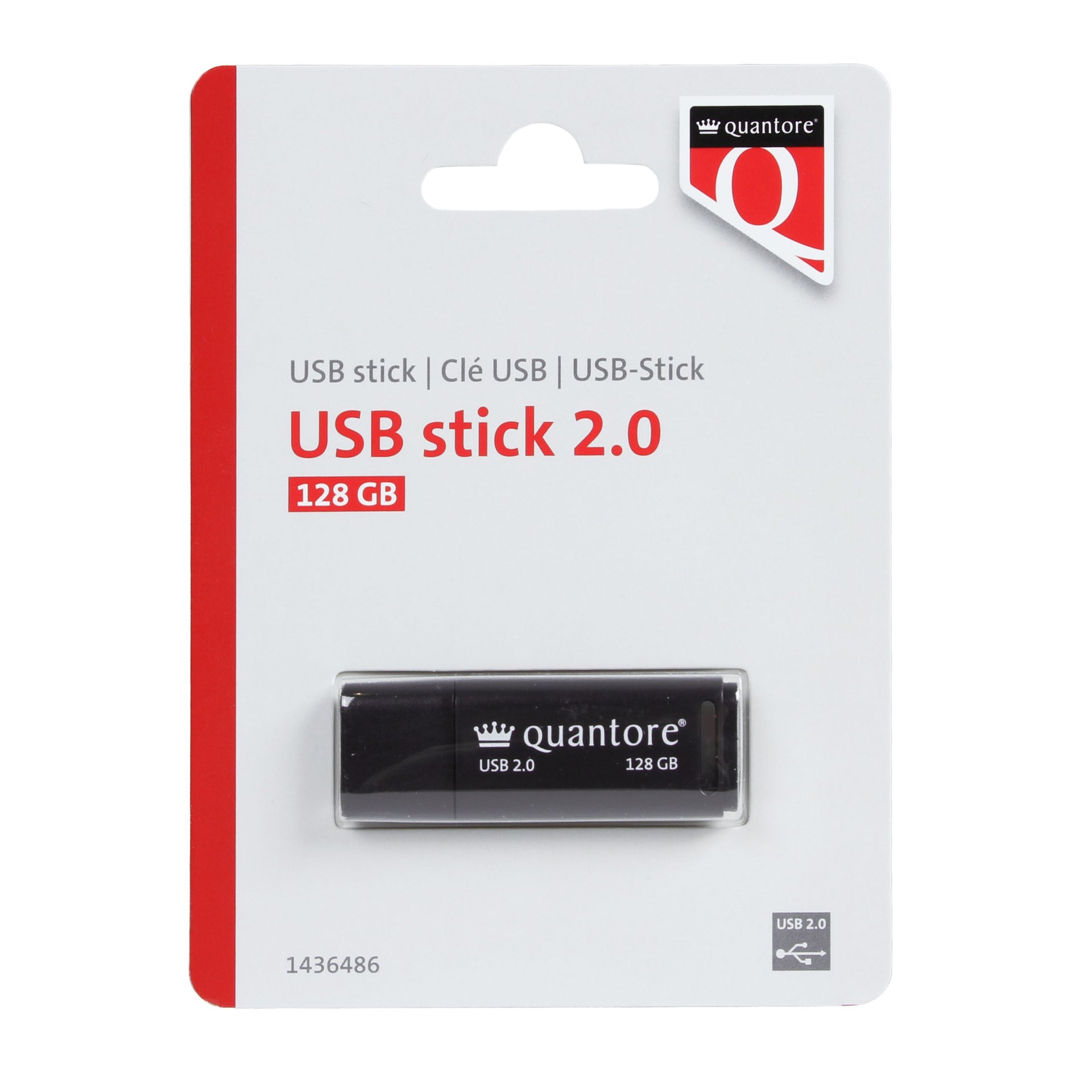 Quantore - USB-Stick 128GB 2.0 schwarz