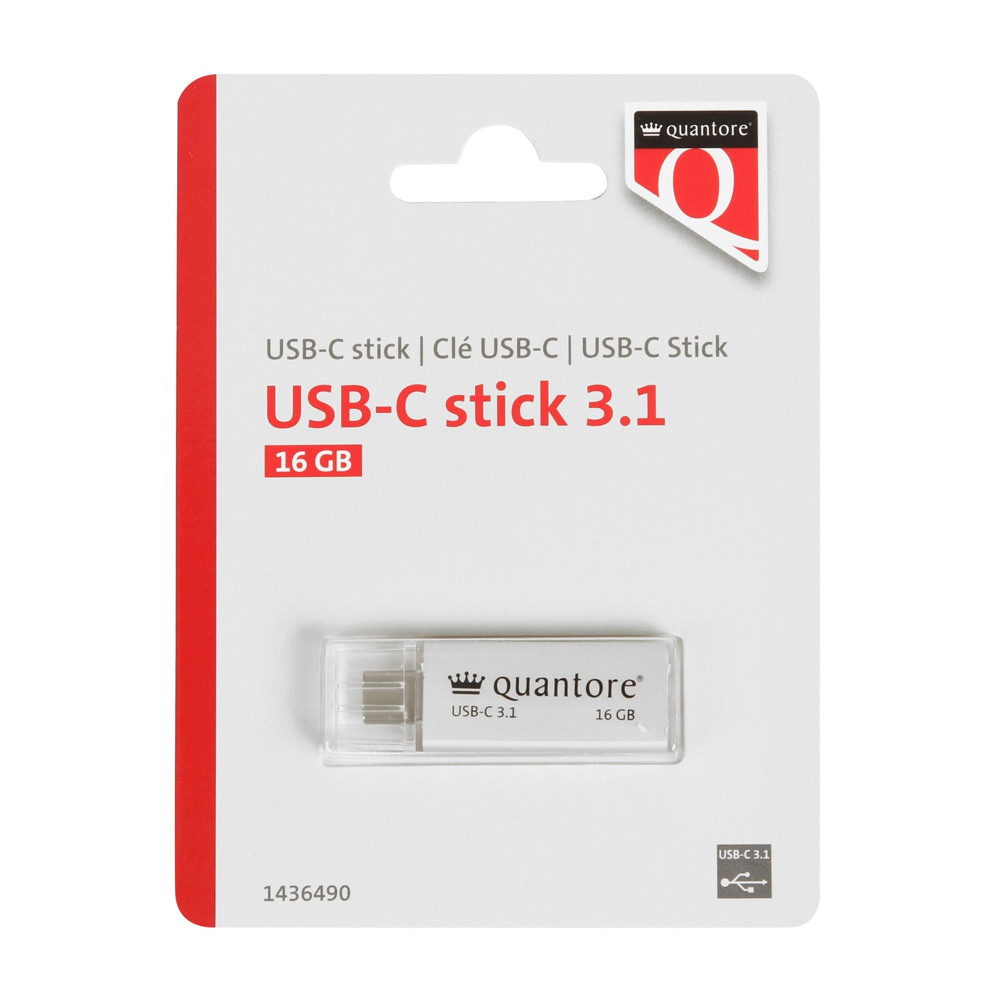 Quantore - USB-Stick USB-C 16GB 3.1 Silber