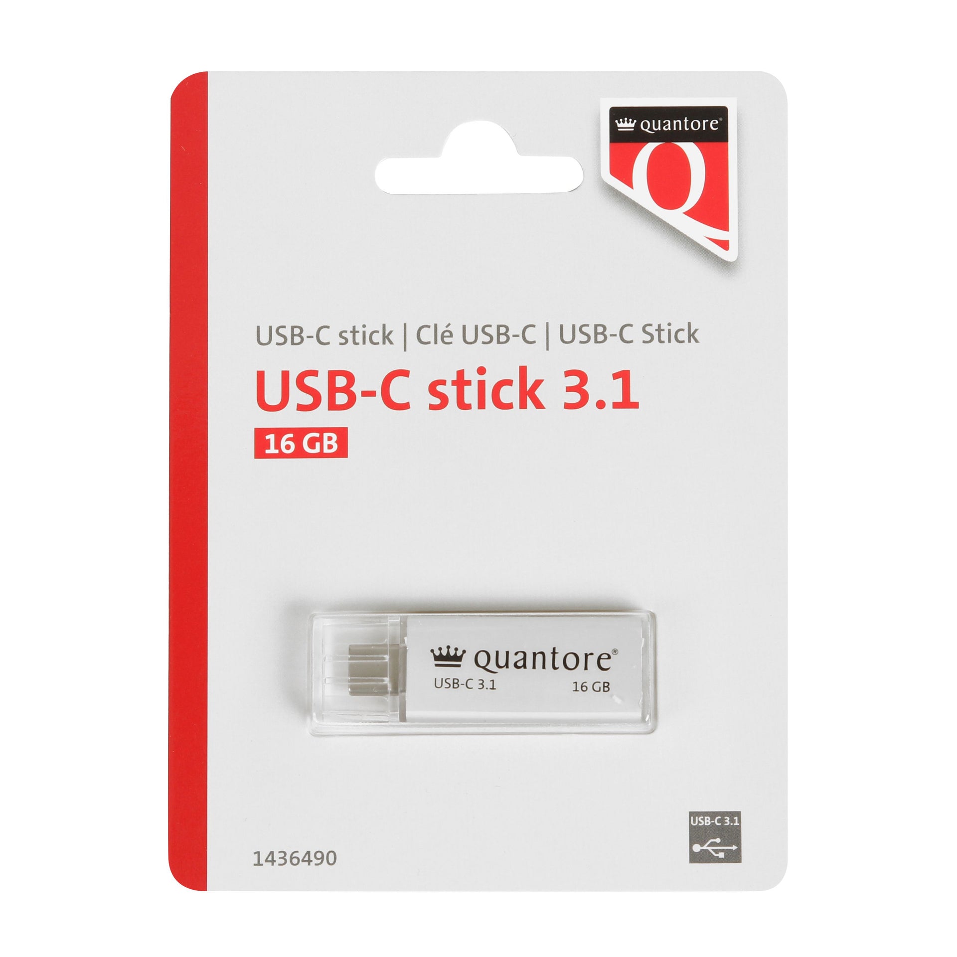 Quantore - USB-Stick USB-C 16GB 3.1 Silber
