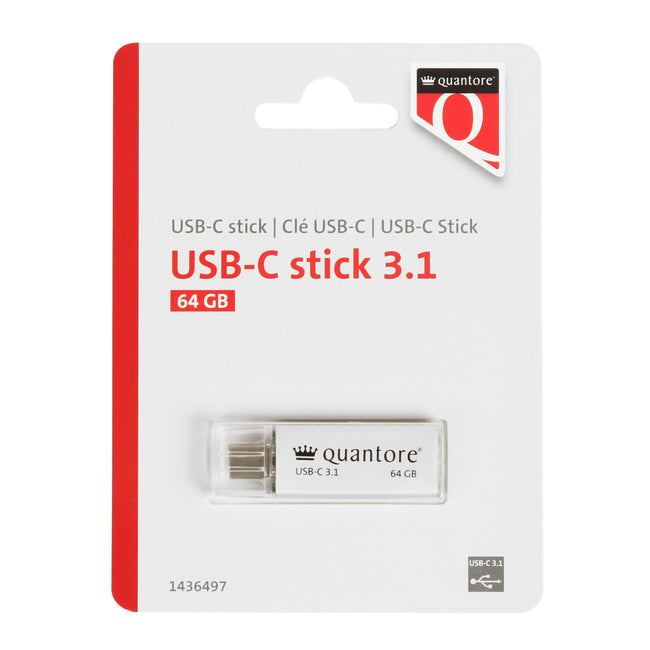 Quantore -  Usb stick 3.1 usb-c 64gb zilver