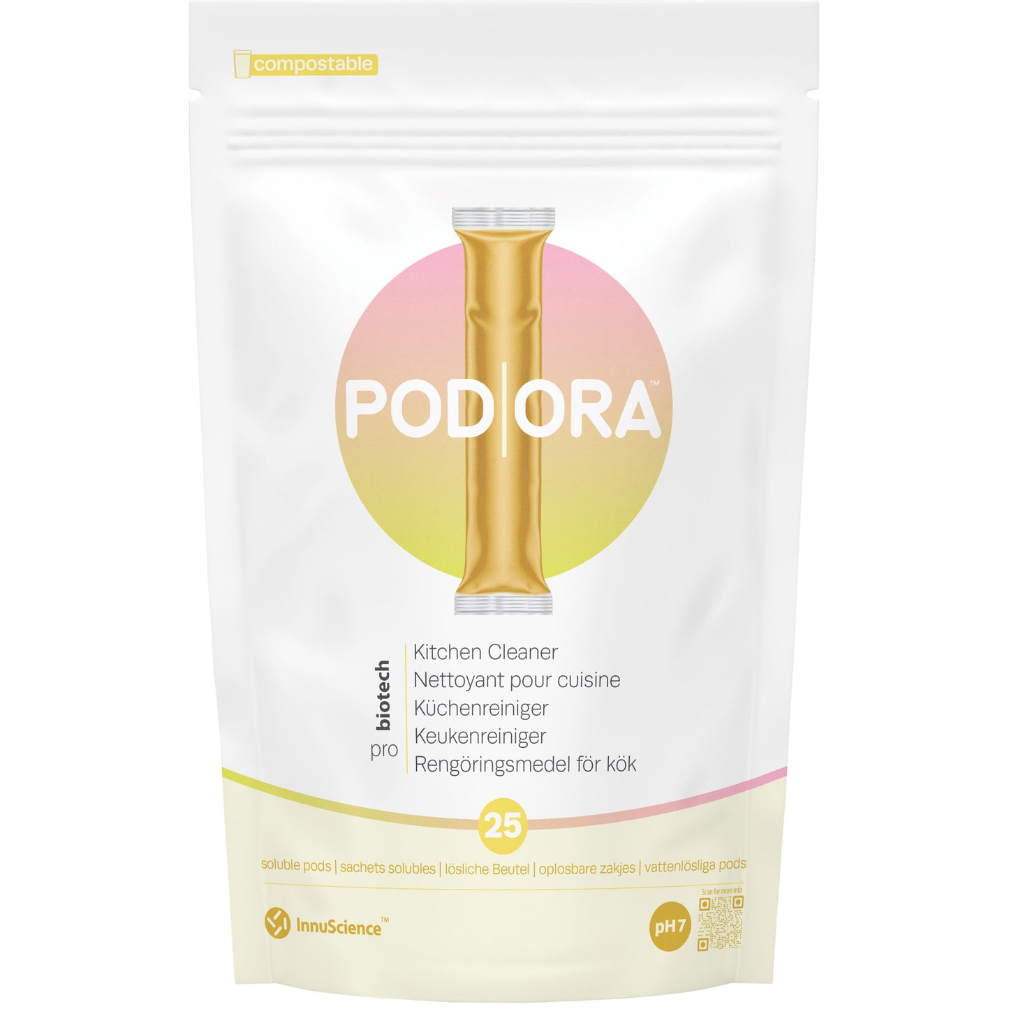 InnuScience - Dosettes de nettoyant pour cuisine PodOra, paquet de 25